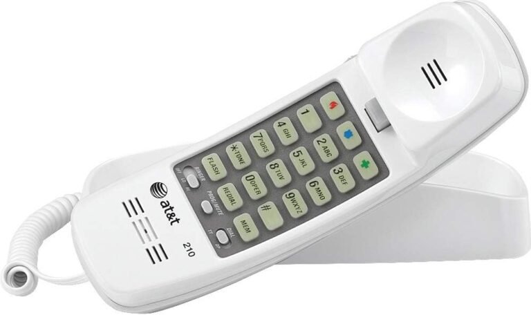 AT&T 210 Fundamental Trimline Corded Cellphone, No AC Energy Required, Wall-Mountable, White