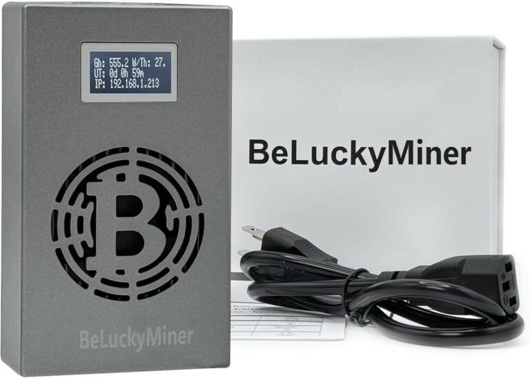 BeluckyMan Bitcoin Miner BTC Lotto Machine WiFi SHA-256 500GH/S BM1366 Asic Chip Micro Silent Cryptocurrency Solo miner Bitcoin Machine House Use, gray