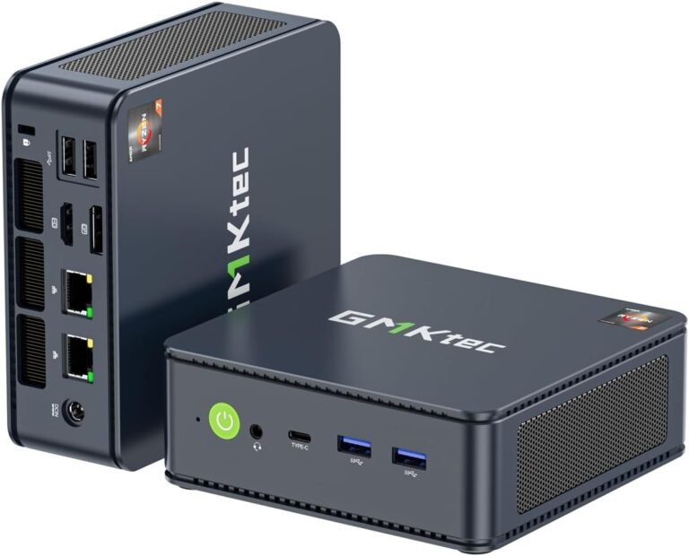 GMKtec Mini PC AMD Ryzen 7 5825U (Turbo 4.5GHz) Home windows 11 Professional Twin NIC 2.5G Gaming Desktop Computer systems 16GB DDR4 512GB SSD Twin LAN 2.5G/ WiFi 6E, USB3.2, USB-C, BT 5.2, DP, HDMI, Twin Fan
