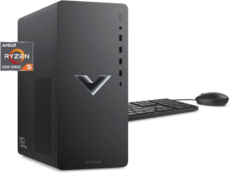 HP 2023 Victus 15L Gaming Desktop PC, AMD 6-Core Ryzen 5600G Processor (As much as 4.4 GHz), 16GB RAM, 512GB NVMe, AMD Radeon RX6400, Mouse and Keyboard, Win 11 House, Mica Silver, with HDMI Accent