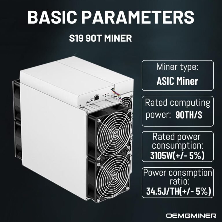 Antminer S19 90T Bitmain Bitcoin Miner Together with PSU Asic Mining SHA-256 {Hardware} from OEMGMINER (90T)