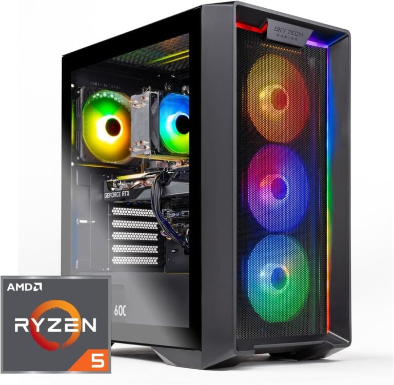 Skytech Nebula Gaming PC Desktop, Ryzen 5 5500 3.6 GHz (4.2GHz Turbo Enhance), AMD RX 6400 4GB GDDR6, 500GB SSD, 16GB DDR4 RAM 3200, 650W Gold PSU, Wi-Fi, Win 11 Dwelling