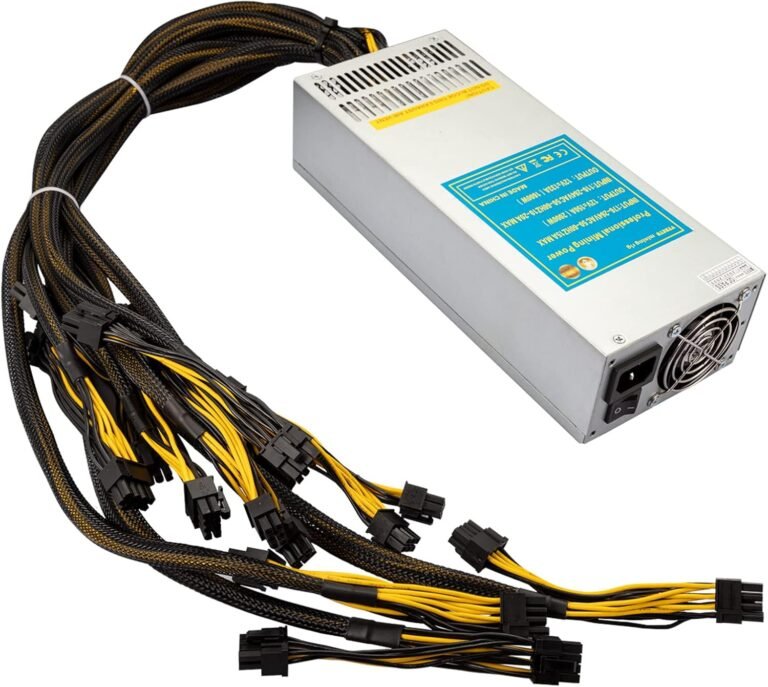 VTRETU 2000W Mining Energy Provide 2U Miner PSU 110-264V for ETH Miner Machine, Assist 8 GPU Mining rig, with 12000 RPM Highly effective Fan (10 Connection Cables and 1 Energy Twine