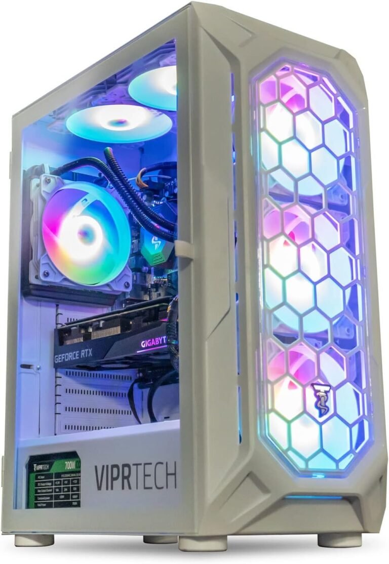 ViprTech Ghost 3.0 Liquid-Cooled PC – AMD Ryzen 5 5600X (12-LCore 4.6Ghz), RTX 4060 8GB, 32GB DDR4 3200, 1TB NVMe SSD, VR-Prepared, Streaming, WiFi, RGB, Win 11, Guarantee, Gaming Desktop Pc