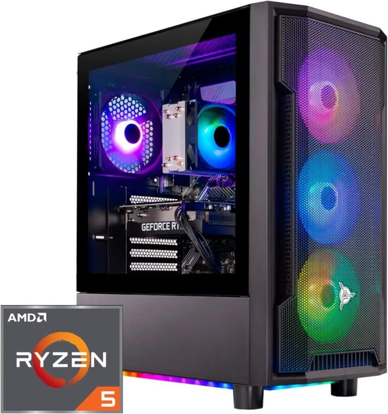 Skytech Shadow Gaming PC Desktop, Ryzen 5 5600 3.5 Ghz (4.4GHz Turbo Increase), AMD RX 6600 8GB GDDR6, 1TB SSD, 16GB DDR4 RAM 3200, 650W Gold PSU, Wi-Fi, Win 11 Dwelling