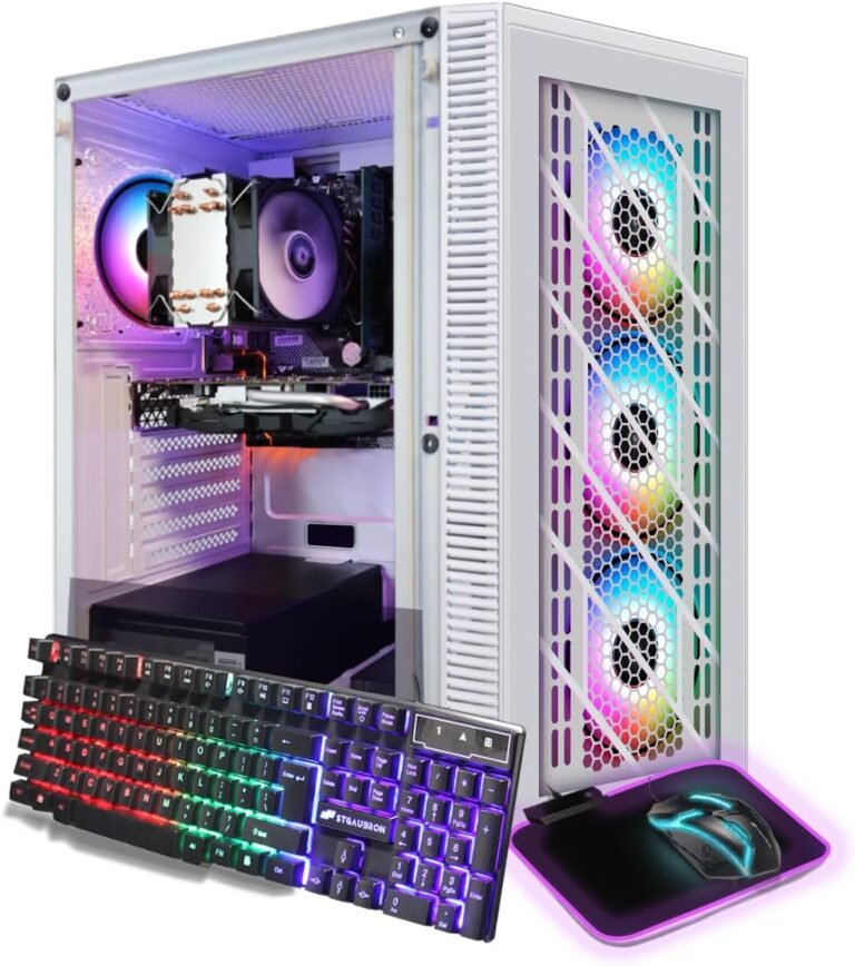 STGAubron Gaming PC Pc Desktop, Radeon RX 5500 XT 8G GDDR6, Intel tenth Gen G5905 3.5G, 16G DDR4 Reminiscence, 512G SSD, 600M WiFi, BT 5.0, RGB Fan x 4, RGB Mouse Pad, Home windows 11 House,White