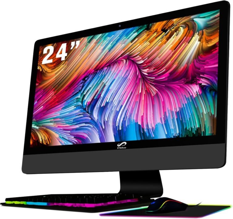 All-in-One Desktop, 24″ FHD Show, Intel Core i7 3.1G as much as 3.9G, 16G, 1T SSD, WiFi, BT 5.0, RGB Keyboard & Mouse & Mouse Pad, Webcam, W10H64