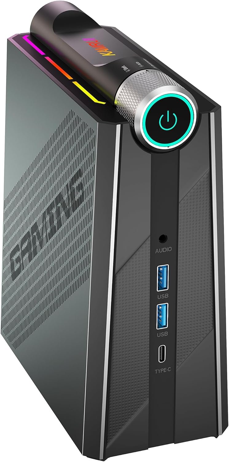 KAMRUI AM08PRO Mini Gaming PC, AMD Ryzen 7 7735HS(as much as 4.75GHz), 32GB DDR5 512GB NVme/SATA SSD Mini Desktop Computer systems, 3 Mode Desktop PC Tower PC 4K Triple Show WiFi 6 HDMI+Kind-C