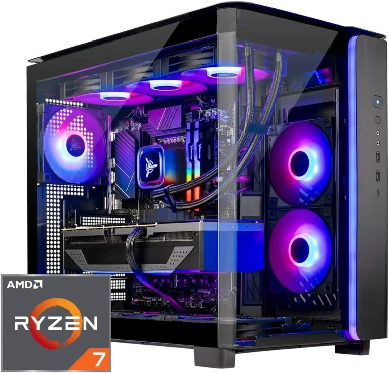 Skytech King 95 Gaming PC Desktop, Ryzen 7 7700X 4.5 GHz (5.4GHz Turbo Enhance), NVIDIA RTX 4070 Ti Tremendous 16GB GDDR6X, 1TB Gen4 SSD, 32GB DDR5 RAM 5600 RGB, 750W Gold PSU, ARGB AIO, Wi-Fi, Win 11 Dwelling