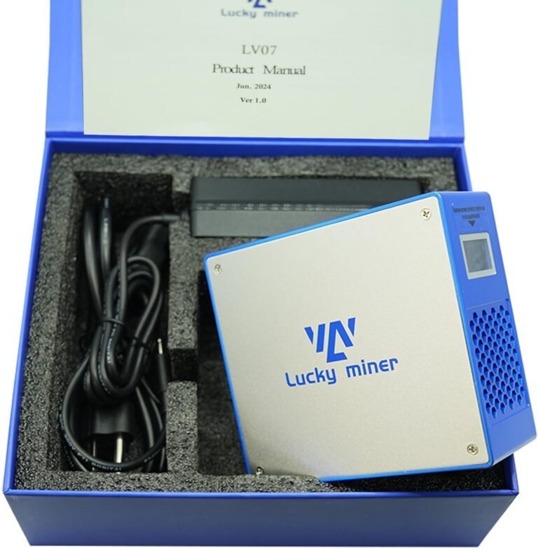 BeLuckyMan Bitcoins Miner Machine Lotto Mining System 1TH/S WiFi SHA-256 Asic Chip BM1366 Moveable V7 Micro Silent Cryptocurrency Dwelling Use, Blue