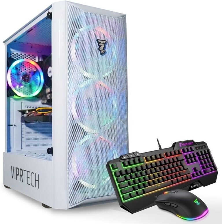 ViprTech Mutineer Gaming PC Desktop – Intel Core i7 (3.8GHz), GeForce GTX 1660 Tremendous 6GB, 16GB RAM, 512GB NVMe SSD, RGB Keyboard Mouse Mousepad, WiFi, Bluetooth, Win 10, Streaming, Modifying, White