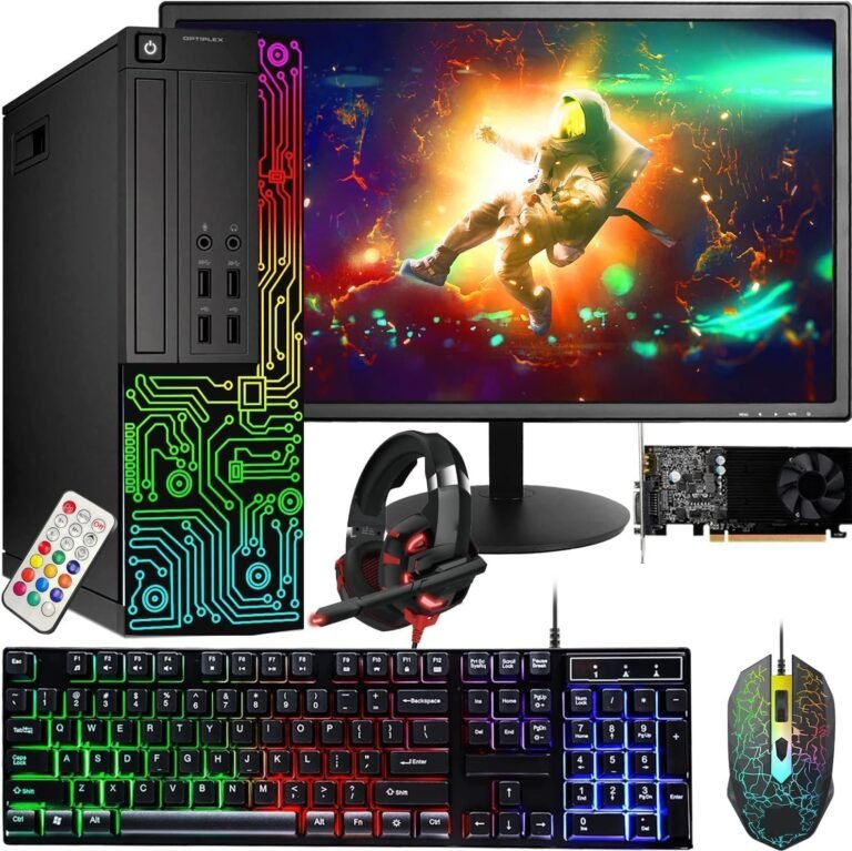 Dell Gaming OptiPlex Desktop RGB Pc PC, Intel Core i7, GeForce GT 1030 2GB GDDR5, 16GB RAM, 512GB SSD, 24 Inch HDMI Monitor, Keyboard Mouse and Headset, WiFi, Home windows 10 Professional (Renewed)
