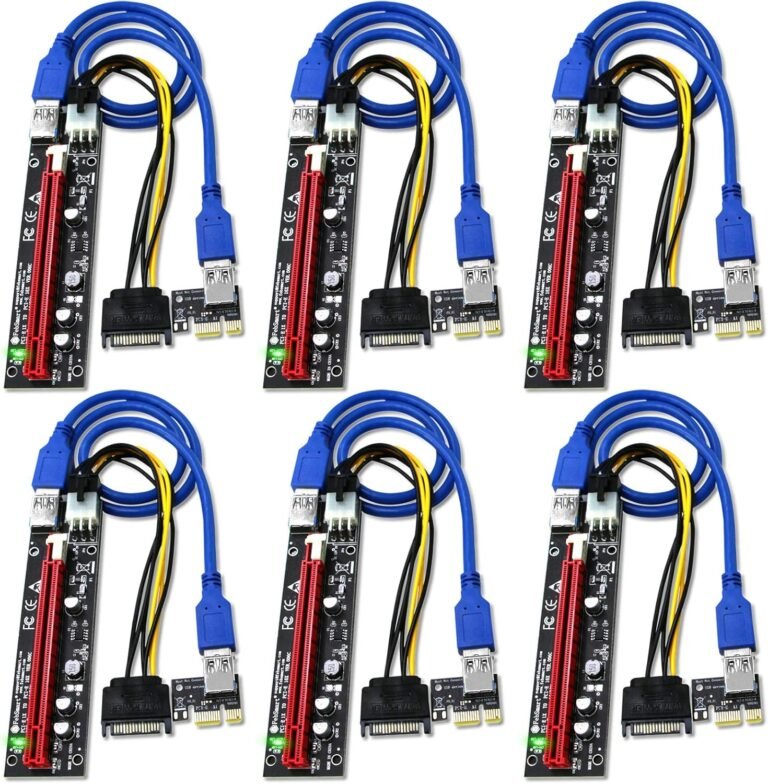 GPU Riser for Ethereum Mining Rigs, PCIE Risers for ETH Mining Rigs, GPU Extension Cable, PCIE Extension Cable, PCIE X16 Riser, VER006C PCIE Riser, VER006C GPU Riser (Black-6PCS)