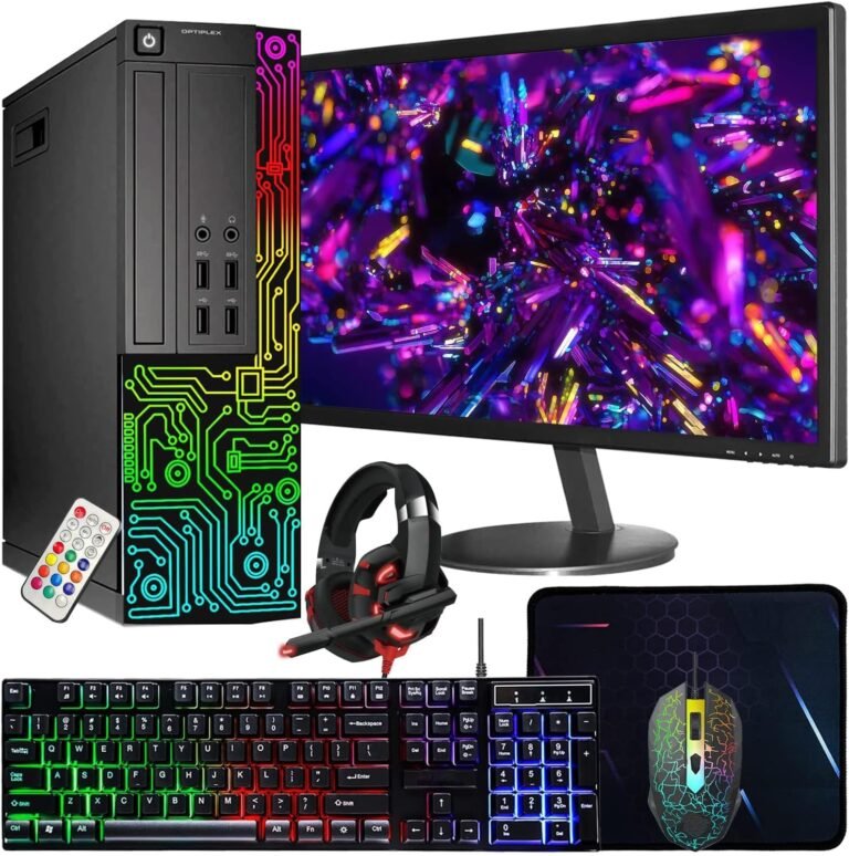 Dell Optiplex Small Desktop Laptop (SFF) PC | Quad Core Intel i5 (3.2GHz) | 16GB DDR3 RAM | 512GB SSD | 24 Inch Monitor | RGB Gaming Keyboard & Mouse, Headset | Home windows 10 Professional (Renewed)