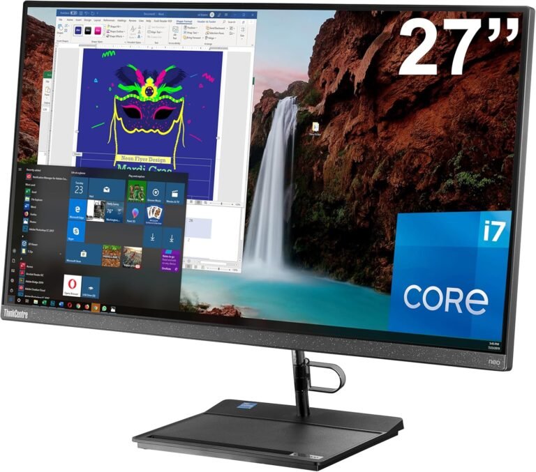 Lenovo ThinkCentre Neo 30a Gen 3 All-in-One 27″ FHD Pc, Intel i7-1260P, 32GB RAM, 1TB NVMe SSD, USB 3.2, WiFi, Bluetooth, Webcam, Home windows 11 Professional, Black, AIO Desktop
