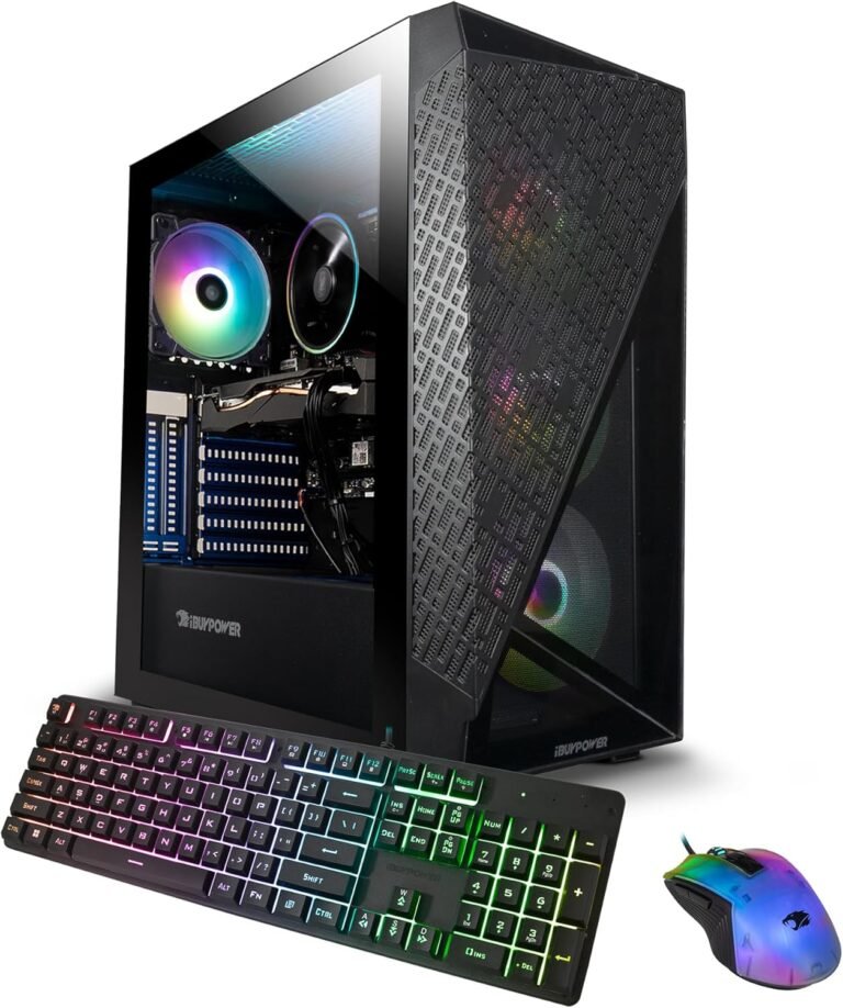 iBuyPower SlateMesh Gaming PC Pc Desktop SlateMeshA5N4601 (AMD Ryzen 5 7600, RTX 4060 8GB, 16GB DDR5 5200 Mhz, 500GB NVMe SSD, Home windows 11 House),Black