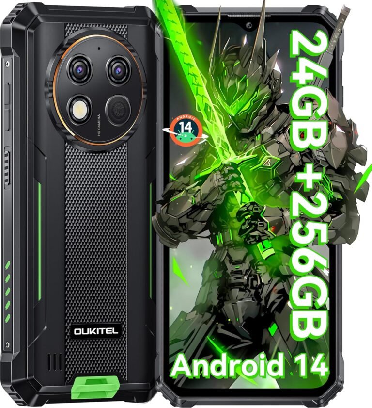 OUKITEL G1 Rugged Smartphone Unlocked – 24+256GB/1TB Android 14 Rugged Cellphones, 6.52” HD Show IP68/IP69K 10600mAh Battery 48MP Rear Digicam Waterproof Cellphone, Fingerprint/Twin Sim/NFC 2024