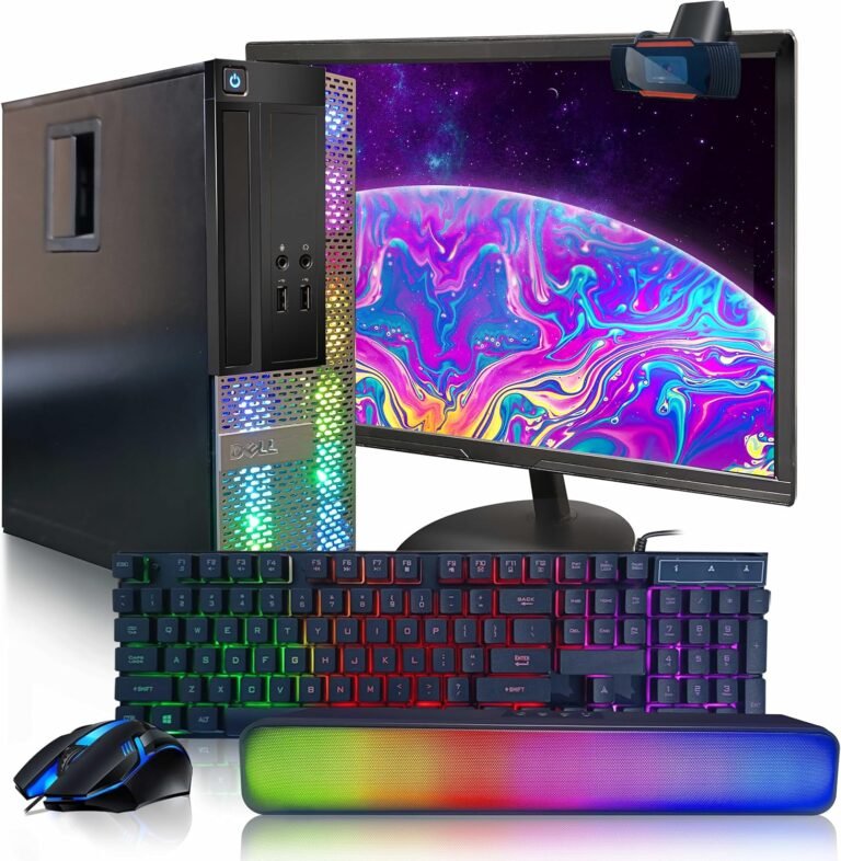 Dell OptiPlex RGB Desktop Pc PC, Intel Core i7 as much as 3.8GHz, 16G RAM, 512G SSD, New 22 inch FHD LED Monitor, RGB Keyboard and Mouse, RGB BT Sound Bar, Webcam, WiFi, BT 5.0, W10P64 (Renewed)