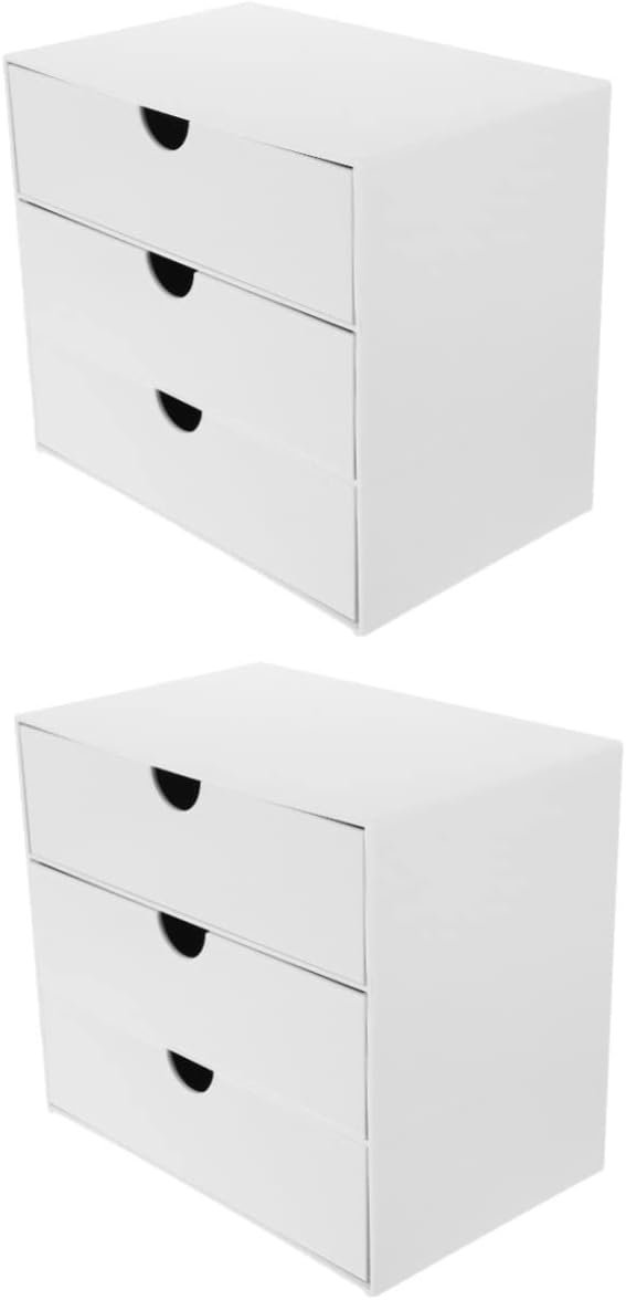 PRETYZOOM 2pcs Desktop Storage Field Clear Storage Drawers Clear Desk Organiser Closet Organizers and Storage Monitor File Storage Organizer Desktop Organizer Shelf File Organiser Pen White