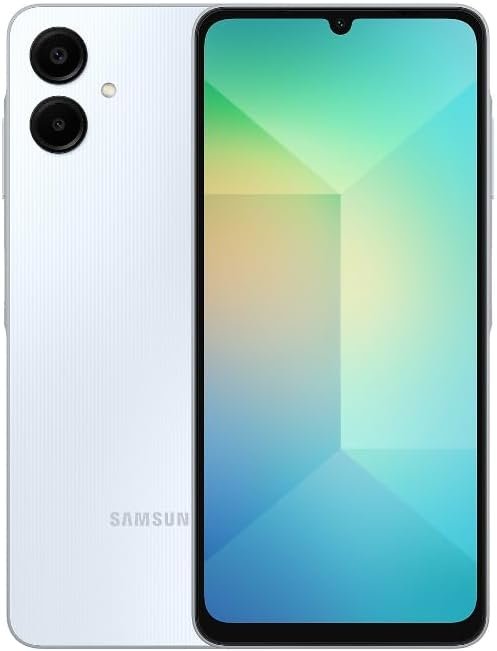 Samsung Galaxy A06 4G LTE (64GB + 4GB) Latin Model SM-A065M/DS (Tmobile Metro Mint & International) 6.7″ Twin Sim 50MP Twin Cam + (Wall 25W Twin Port Bundle) (Mild Blue SM-A065M/DS Mannequin)