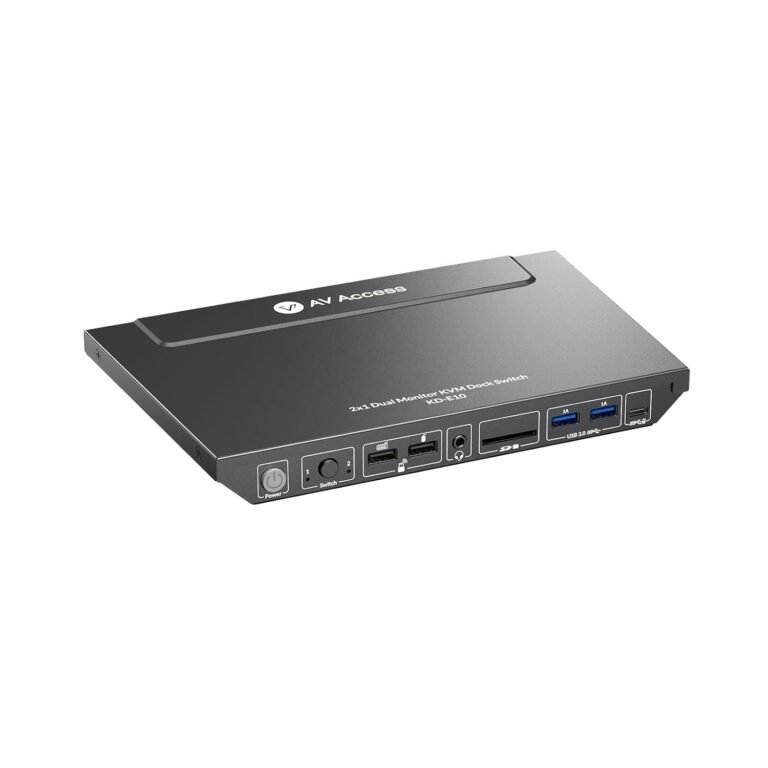 AV Entry KVM Change with Docking Station for Laptop computer & Desktop | 100W Charging, 4K@60Hz Twin Monitor HDMI, 3xUSB 3.0, USB-C, 1G Ethernet, EDID Help, SD, 3.5mm AUX Audio | Quick Change 2 Computer systems