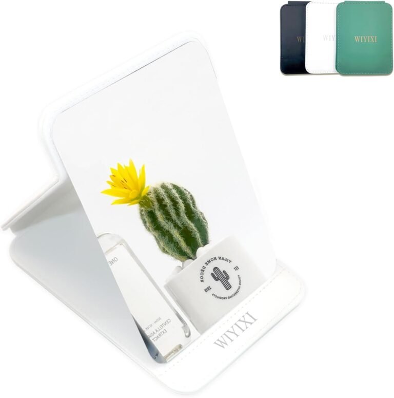 Extremely-Mild Transportable Foldable Small Mirror with Adjustable Stand – Ideally suited for Journey, Tenting, and Desktop Use, Small Desk Mirrors (White)