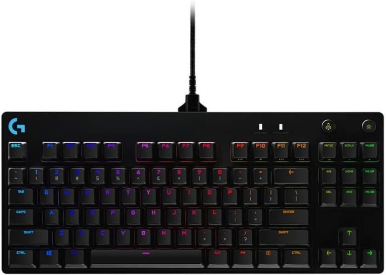 Logitech G PRO Mechanical Gaming Keyboard, Extremely Moveable Tenkeyless Design, Removable Micro USB Cable, 16.8 Million Coloration LIGHTSYNC RGB Backlit Keys