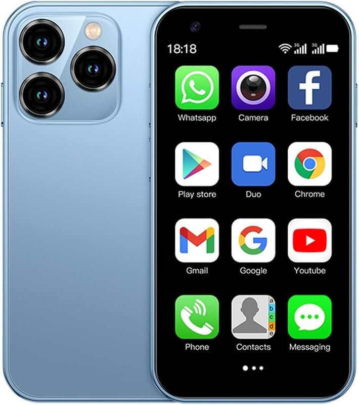 Mini Smartphone, Baby Telephone The World’s Smallest Cell Telephone 3.0 Inch Android Small Telephone Quad Core 2G+16G 5.0MP Twin SIM Excessive Definition Mini Telephones Unlocked 3G Cell Telephone (Blue)