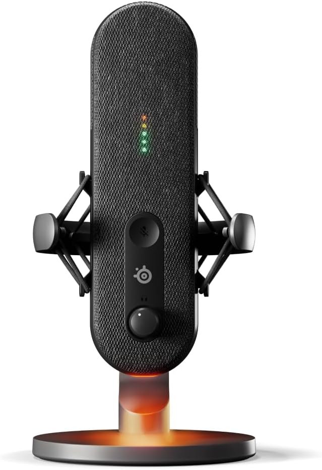 SteelSeries Alias USB Mic for PC — 3x Larger Capsule for Gaming, Streaming and Podcasting — Sonar for Streamers Audio Software program — AI Noise Cancelling — LED Mute & Degree Monitoring — Shock Mount