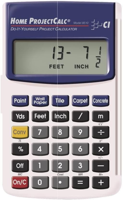 Calculated Industries 8510 Dwelling ProjectCalc Do-It-Yourselfers Ft-Inch-Fraction Mission Calculator | Devoted Keys for Estimating Materials Portions and Prices for Dwelling Handymen and DIYs , White Small