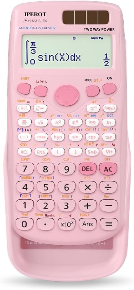 Scientific Calculators, IPEROT Pink Scientific Calculator 417 Operate, Desktop Math Photo voltaic Calculators College Provides Appropriate for Excessive College and School College students Algebra and Different Math Textbooks