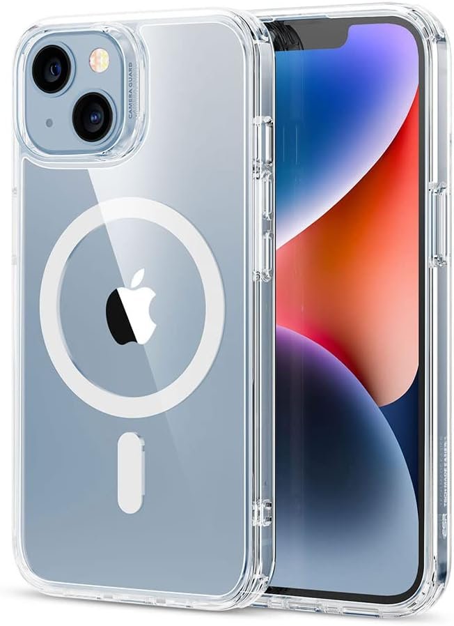 ESR for iPhone 14 Case/iPhone 13 Case, Appropriate with MagSafe, Shockproof Army-Grade Safety, Magnetic Cellphone Case for iPhone 14/13, Basic Hybrid Case (HaloLock), Clear