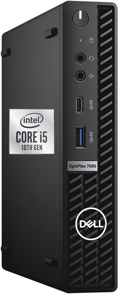 Dell OptiPlex 7080 Micro PC Desktop Laptop Mini, Intel i5-10800 2.3GHz As much as 4.5GHz, 16GB RAM, 1TB SSD, RGB Keyboard&Mouse, DisplayPort, Win10 Professional (Renewed)