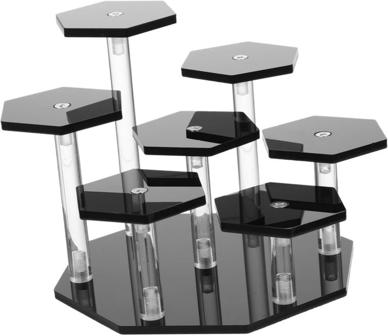 VOSAREA Ladder Show Rack Appetizer Trays Stand Figures Rack Headset Stand Assortment Show Rack Desk Stand for Monitor Desktop Stand Headphone Stand Show Cabinets Black Acrylic