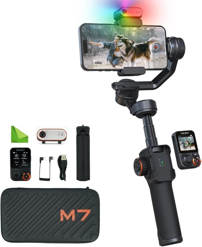 Hohem iSteady M7 AI Monitoring Smartphone Gimbal 3-Axis Cellphone Stabilizer with Removable Touchscreen Distant,Magnetic Fill Gentle,Extension Pole for iPhone & Android Video Recording – Hohem M6 Equipment Improve