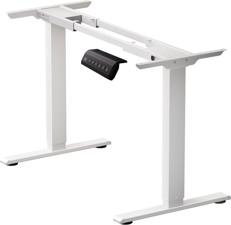 Twin Motor Electrical Standing Desk Body, Top Adjustable Desk Legs for Max 90″ x 44″ Desktop with 265 lbs Capability, Ergonomic Sit Stand Up Desk Base for Dwelling Workplace, White Body Solely