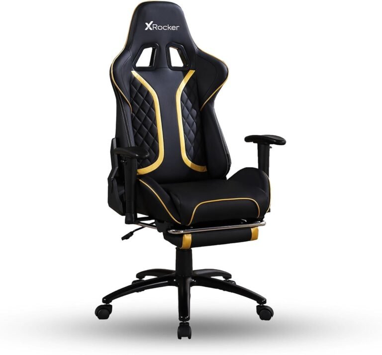 X Rocker Elite PC Video Gaming Chair with Footrest, Adjustable Ergonomic Workplace Desk Chair for Pc Avid gamers with Wheels, Vegan Leather-based, Black & White
