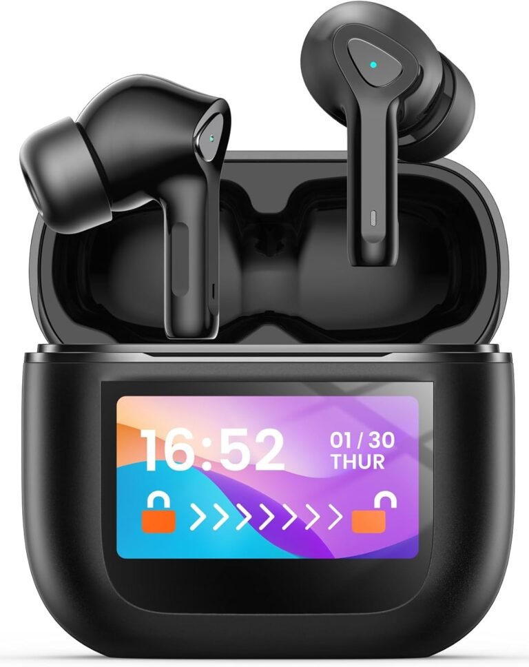 Wi-fi Earbuds Bluetooth 5.3 Headphones with LED Contact Display screen 50H Playtime Deep Bass Stereo Ear Buds with Mic IPX7 Waterproof in Ear Earphones for Pad Pill Laptop computer Android/iOS Telephones