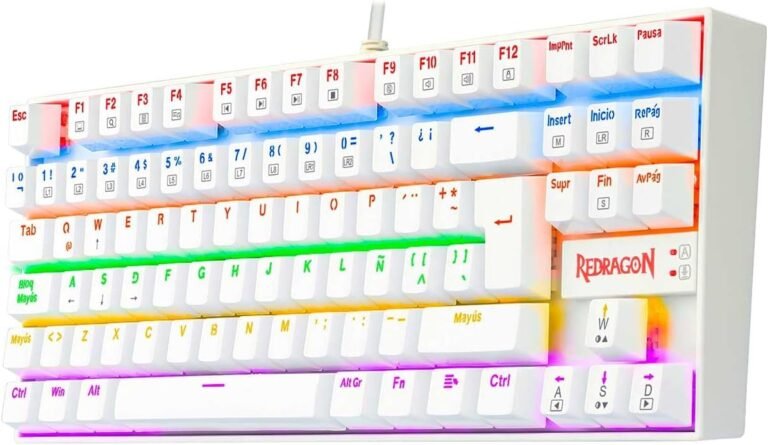 Redragon K552 Mechanical Gaming Keyboard Rainbow LED Backlit Wired with Anti-Mud Proof Switches for Home windows PC (White, 87 Key Pink Swap)