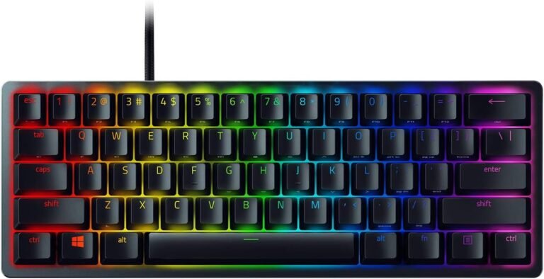 Razer Huntsman Mini 60% Gaming Keyboard: Quick Keyboard Switches – Clicky Optical Switches – Chroma RGB Lighting – PBT Keycaps – Onboard Reminiscence – Snap Faucet – Black