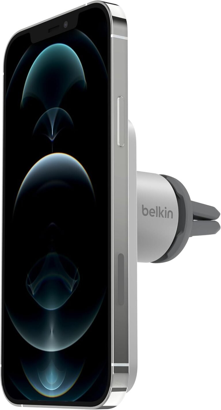 Belkin MagSafe Vent Mount Professional – MagSafe Telephone Mount for Automobile, Magnetic Telephone Holder Suitable with iPhone 16, iPhone 16 Professional, iPhone 16 Professional Max, iPhone 15 Collection, iPhone 14 Collection, and Mini – Grey