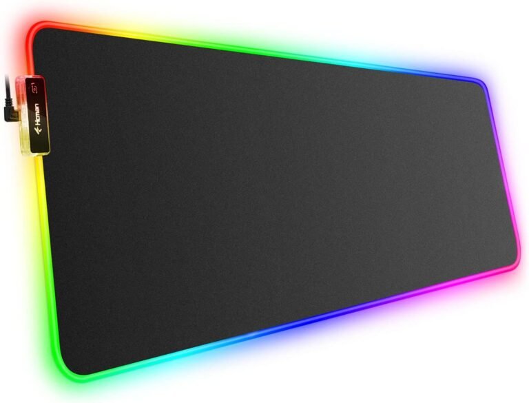 Hcman RGB Gaming Mouse Pad, Giant Mousepad with Led Mild, PC Gaming Equipment Black Keyboard Pad for Desk, Non-Slip Rubber Base XXL Massive Mouse Mat for Gamer Boy Males Present (31.5 X 12 Inch)