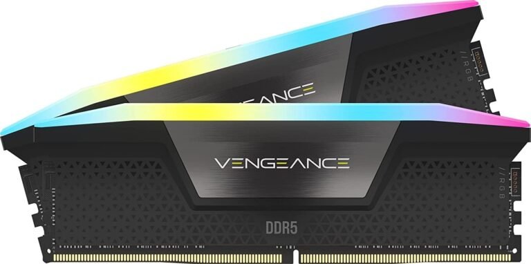 CORSAIR VENGEANCE RGB DDR5 RAM 32GB (2x16GB) 6400MHz CL36-48-48-104 1.35V Intel XMP Desktop Pc Reminiscence – Black (CMH32GX5M2B6400C36)