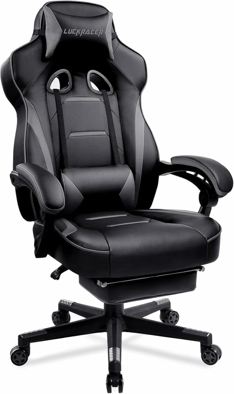 Gaming Chair, Video Recreation Chairs Gaming Laptop Chair with Footrest 350Lb Heavy Responsibility Gaming Chair Ergonomic Workplace Chair Lumbar Help for Adults, Excessive Again, Swivel Seat, Recliner(Gray)
