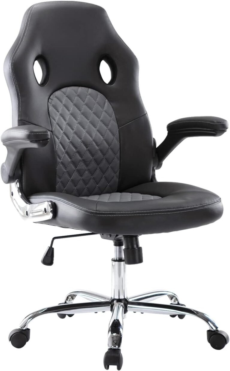Workplace Gaming Chair, Ergonomic Snug Swivel Pc Gaming Chair House Workplace Desk Chair PU Leather-based Excessive Again with Flip-up Armrests, Gray