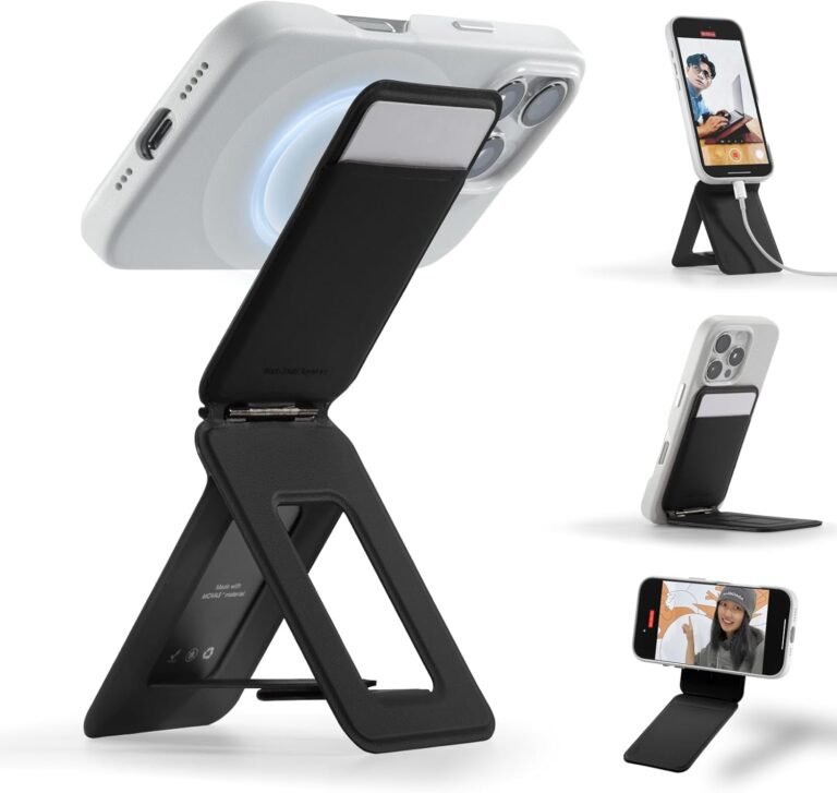 MOFT Cellphone Tripod Pockets, MagSafe Pockets Tripod Stand, NFC-Supported Cellphone Pockets, Pocket-Dimension Selfie Stick, MOVAS Vegan Leather-based & Adjustable Angle Magnetic Card Holder,Journey Important,Jet Black