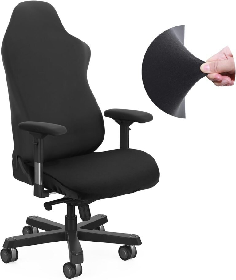 Tatuo Gaming Chair Covers with Armrest Cowl Stretchy Polyester Laptop Gaming Chair Slipcovers Gaming Racing Seat Chair Protector for Armchair, Swivel Chair, Gaming Chair (Black)