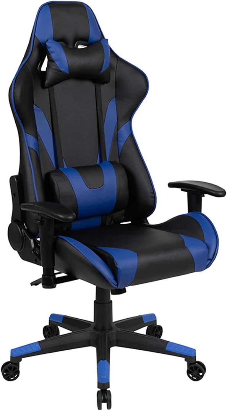 Flash Furnishings X20 Gaming Chair Racing Workplace Ergonomic Laptop PC Adjustable Swivel Chair with Absolutely Reclining Again in Blue LeatherSoft