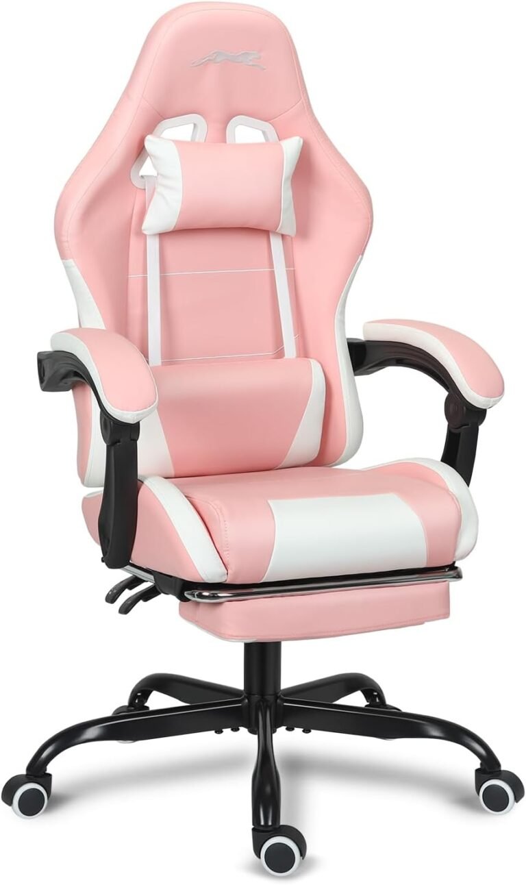 Leopard Gaming Chair with Footrest, Peak Adjustable Recreation Chair with Lumbar Assist, Video Gaming Chair for Gaming Room, Residing Room and Workplace – Pink/White
