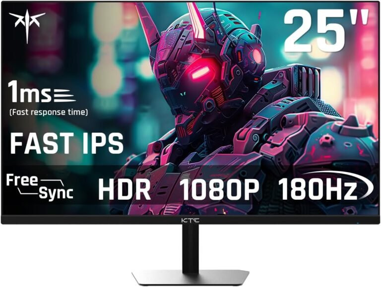KTC 24.5” Gaming Monitor, FHD 1080P 180Hz Quick IPS 128% sRGB Frameless Pc Monitor, HDR10, Adaptive Sync, Eye Care PC Gamer Monitor, HDMIx2, DP, VESA Mountable, Tilt Adjustable, H25T7